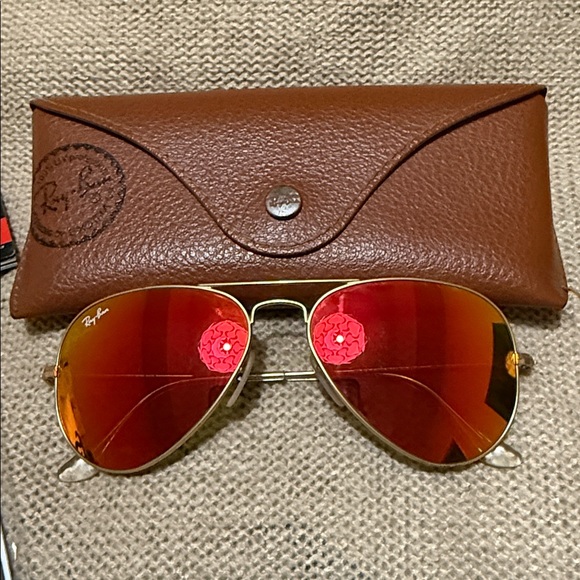 Ray-Ban Red Aviator Sunglasses - Picture 2 of 4